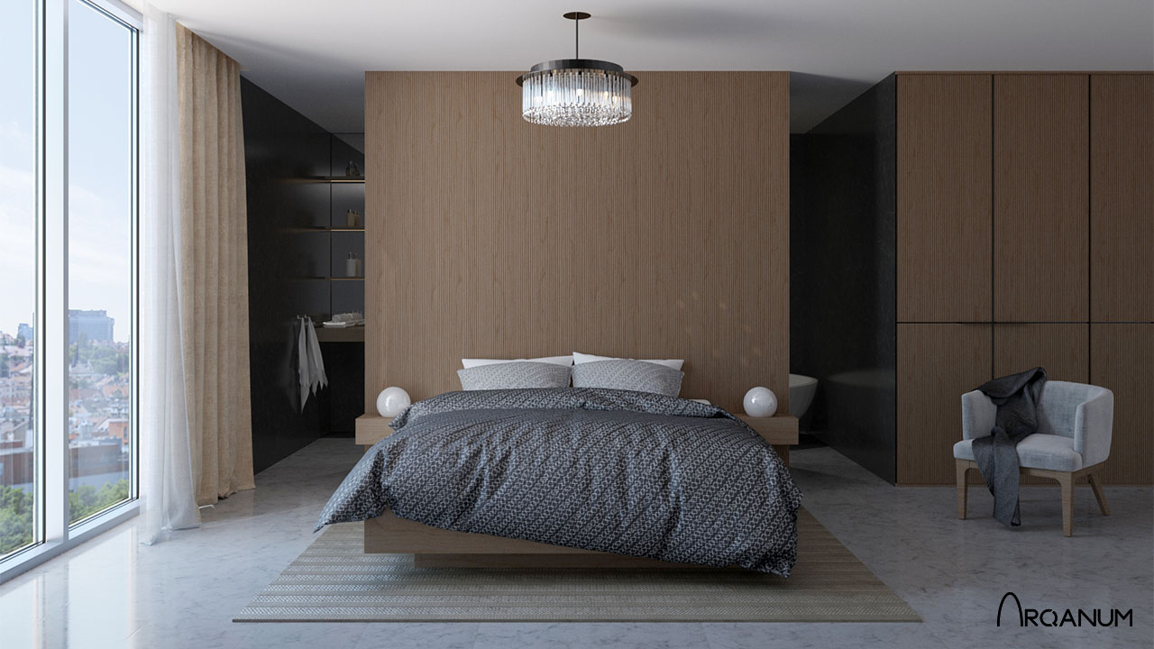 Edificio de cuarenta viviendas en Vigo, dormitorio